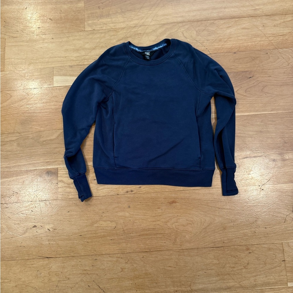 Athleta Blue Crewneck Sweatshirt Classic Knit